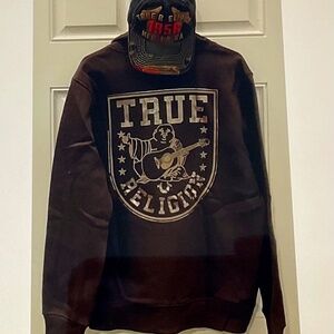 True religion Buddha 3 Star Zip Hoodie Size L With True religion 1956 Cap .